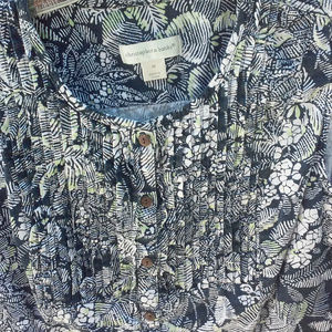 Christopher & Banks Blue Green & White Sleeveless